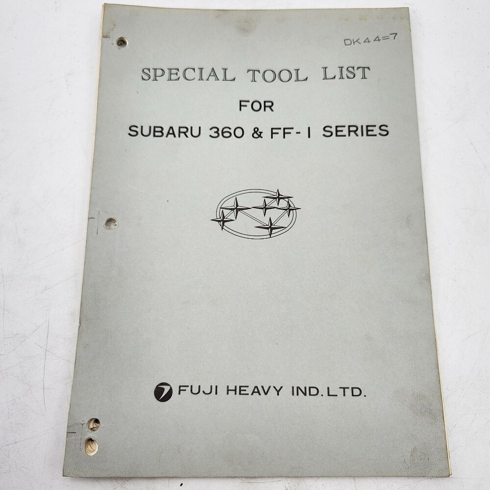 Special Tool List Subaru 360 FF-1 Series Manual Fuji Heavy Industries DK44=7